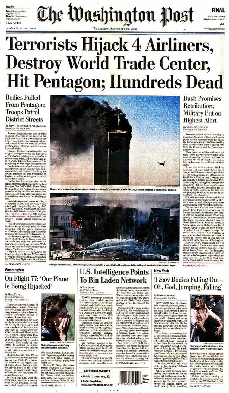 How the world’s newspapers retold the horror of 9/11 on their front